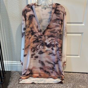 Ramona La Rue V-Neck Tie-Dye Long Sleeve Dress